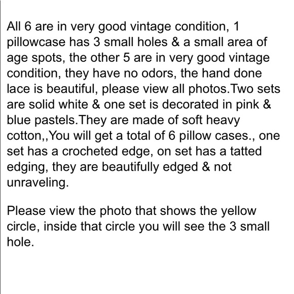 Vintage standard size pillow cases lot of 6 w vintage lace tatted crocheted old - Picture 12 of 12